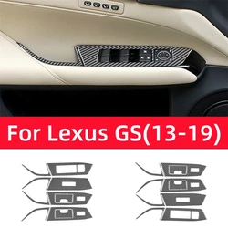 For Lexus GS 2013-2019 Car Interior Accessories Carbon Fiber Auto Windows Control Panel Trim Cover Decoration Frame Stickers