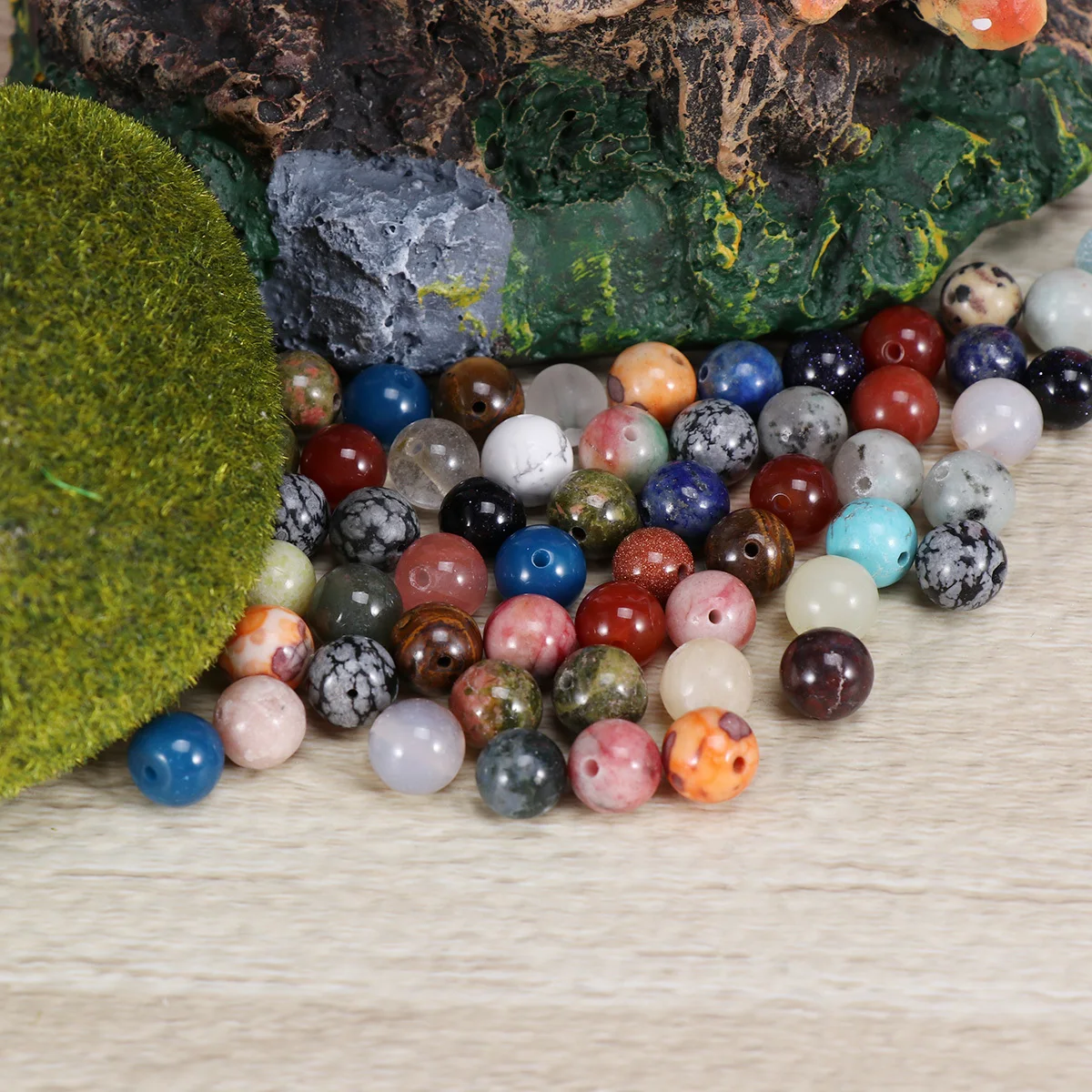 

100Pcs Natural Mixed Color Round Polished Cabochons for Jewelry Making DIY Crafts Gemstones Quartz Crystal Beads Stone Round