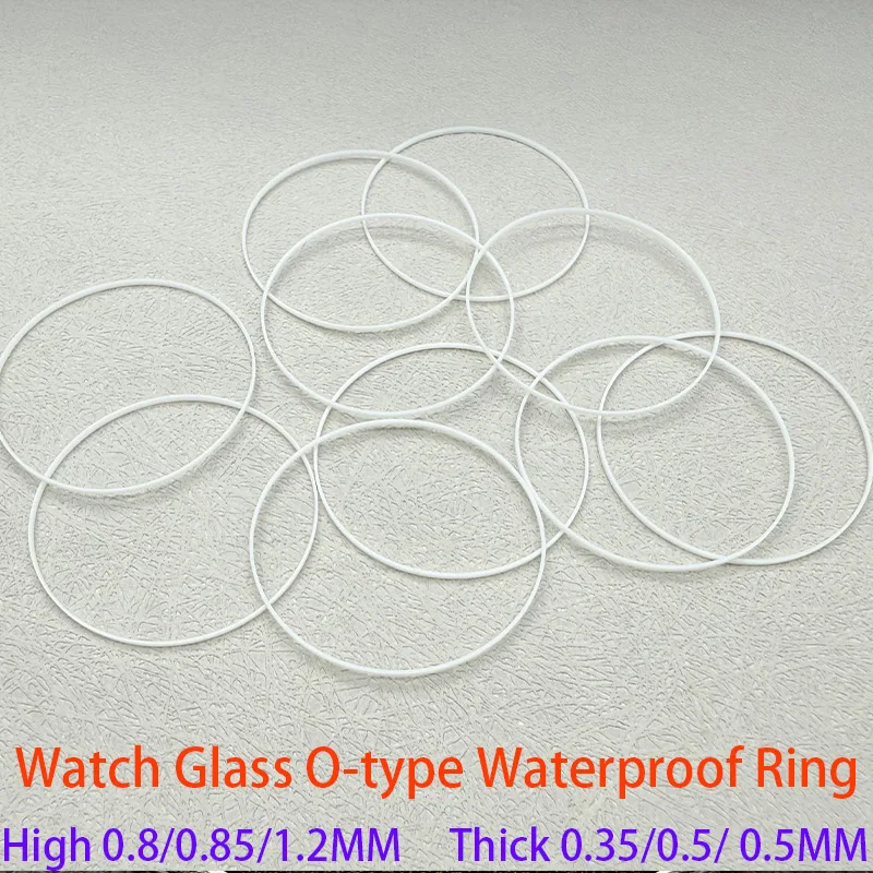 White Watch Front Crystal Glass Gasket Thick0.5mm High1.2mm Dia25mm-36.5mm Waterproof O-Ring for Watch Repair Parts Accessories