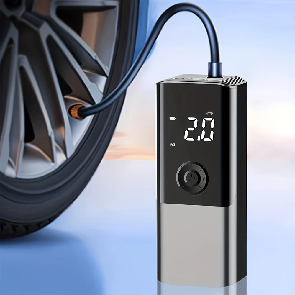 Pompe à air électrique sans fil ultra portable pour voiture, gonflage instantané de l'opathie et au-delà de la lumière LED, utilisation sûre toute la journée et toute la nuit