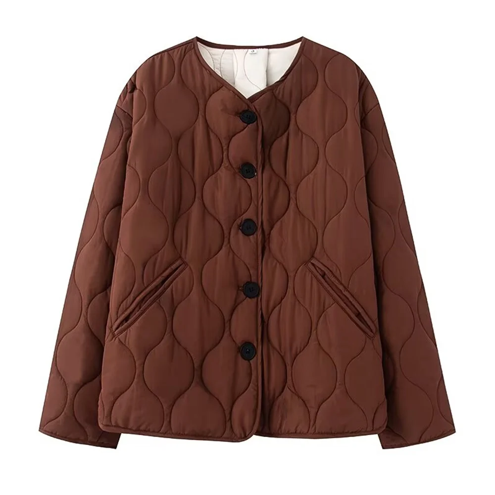 Women's Spring New French Fashion Simple and Versatile Casual Round Neck Long Sleeve Solid Color Cotton Jacket