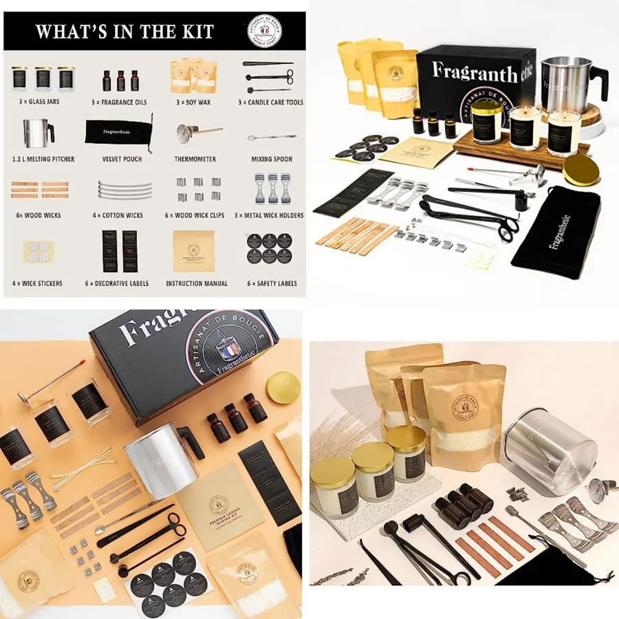 

Luxury Candle Making Kit for Adults DIY Soy Candle Making Kit with Glass Jars, Wood Candle Wicks, Cotton Wicks and Candle Acces