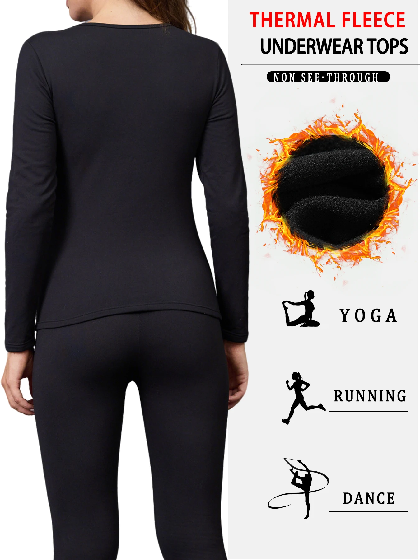 Womens Super soft  Fleece Long Sleeve Thermal Shirts for Women Cold Weather Womens Thermal Underwear Tops Base Layer