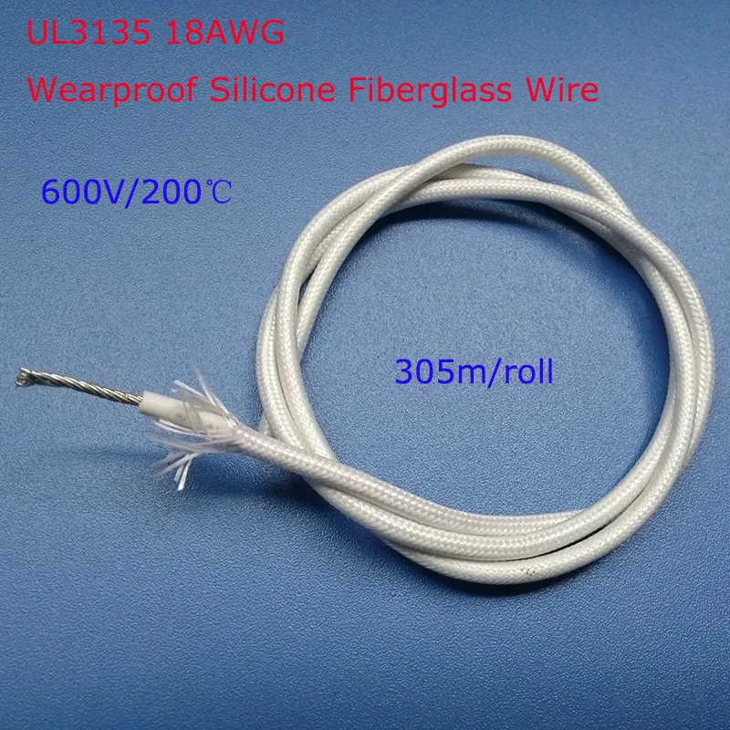 

305mx5Roll UL3135 18AWG силиконовый Стекловолоконный провод 600 в/c термостойкий Плетеный текстильный Электрический кабель из луженой меди износостойкий шнур