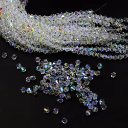 3/4mm Glass Crystal Bicone Shaped Loose Beads White Illusion DIY Handmade Accessories Bracelet Earring Making