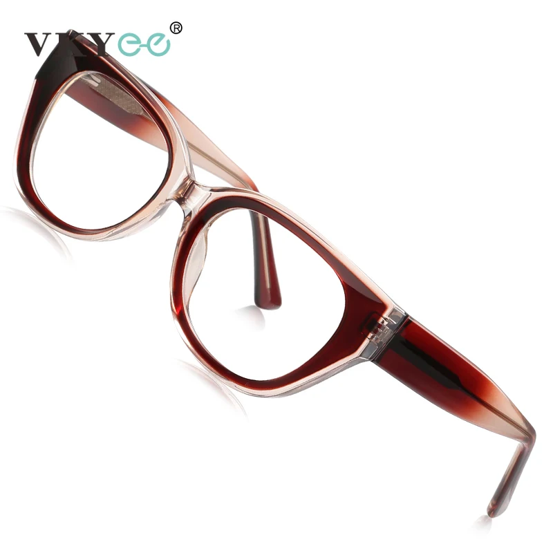 

VKYEE Fashion Cat's Eye Oval Personalized Women's Anti Blue Light Reading Glasses Customizable Prescription Photochromic LS020