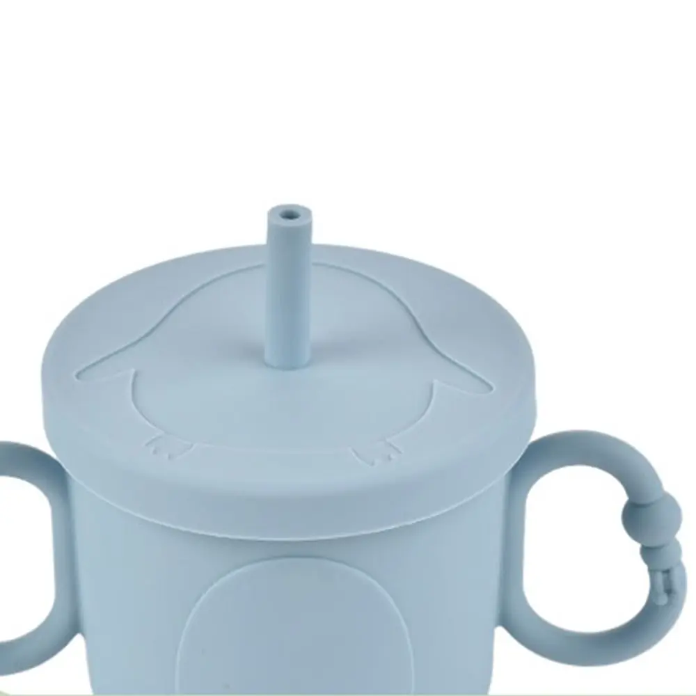 الهدايا سيليكون كوب تدريب الطفل المحمولة مقبض مزدوج طفل سيبي أكواب البطريق طباعة 200 مللي الأطفال زجاجة ماء القش #2