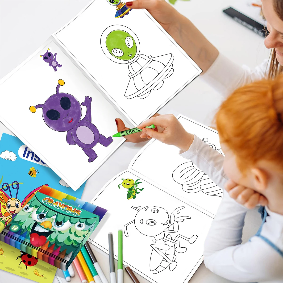Libro para colorear Kits creativos de animales en negrita - Fácil - Sigue las ilustraciones para el hogar de adultos Desenrollando y padres - Diversión DIY para niños