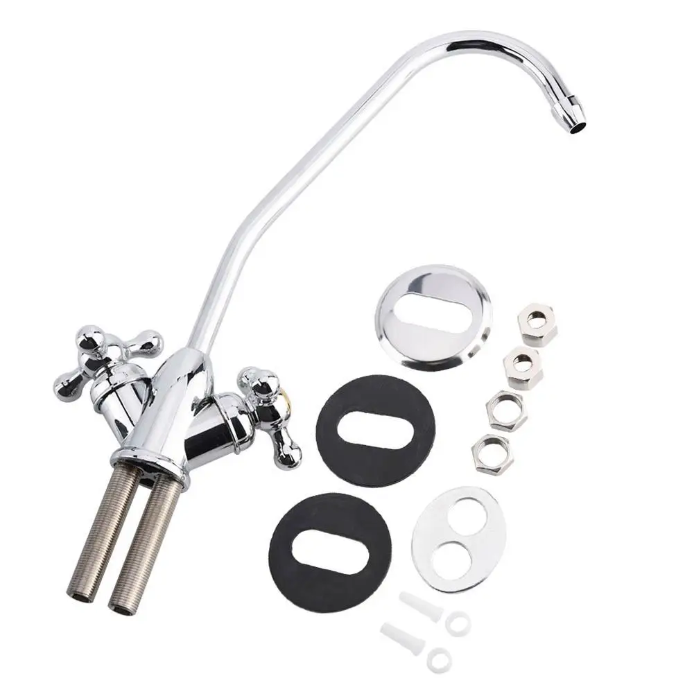 

Кухонный смеситель с двойной головкой из цинкового сплава, хромированный фильтр для воды обратного осмоса, кухонная раковина