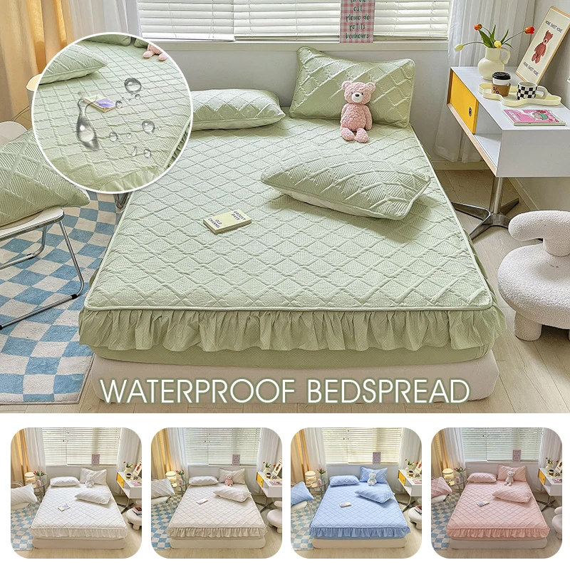 Waterproof Bed Sheet Mattress  Protector Cover Bedspread Fashion Lace Children's Breathable Smooth comfortable Pad Cover