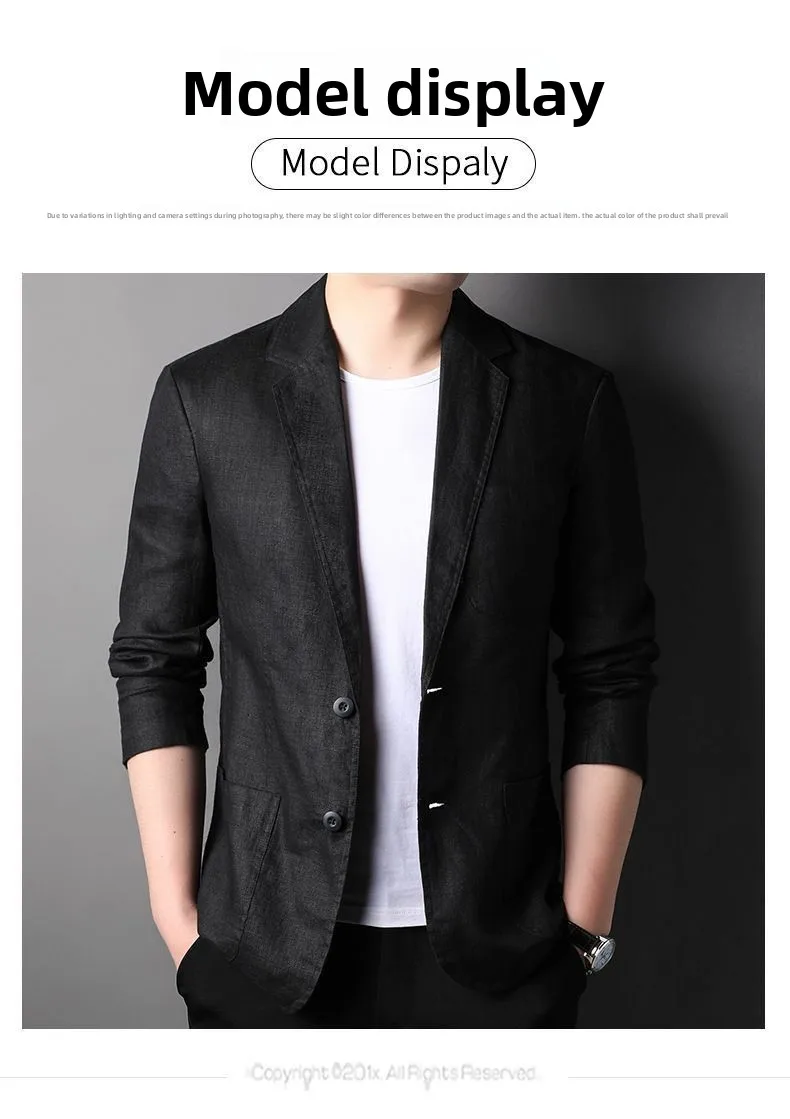 Leinen-Sonnenschutzjacke Blazer Modischer Herren-Outdoor-Reise-Hochzeits-Blazer Vielseitig Lässig Leicht Kühl Atmungsaktiv – Detail 8