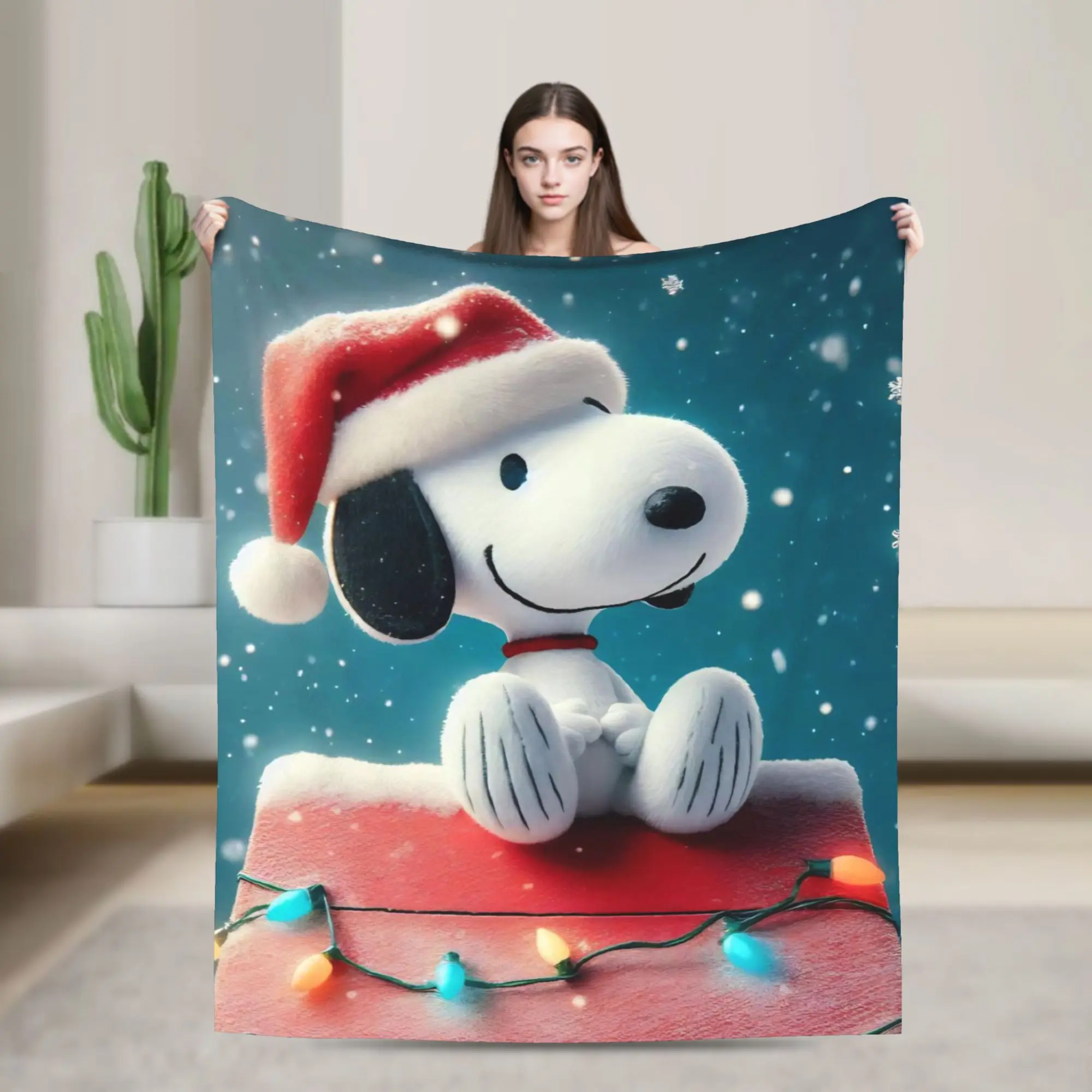 S-Snoopys Movie Blankets Xmas Christmas Halloween Fleece Vintage Warm Throw Blanket for Coverlet Summer