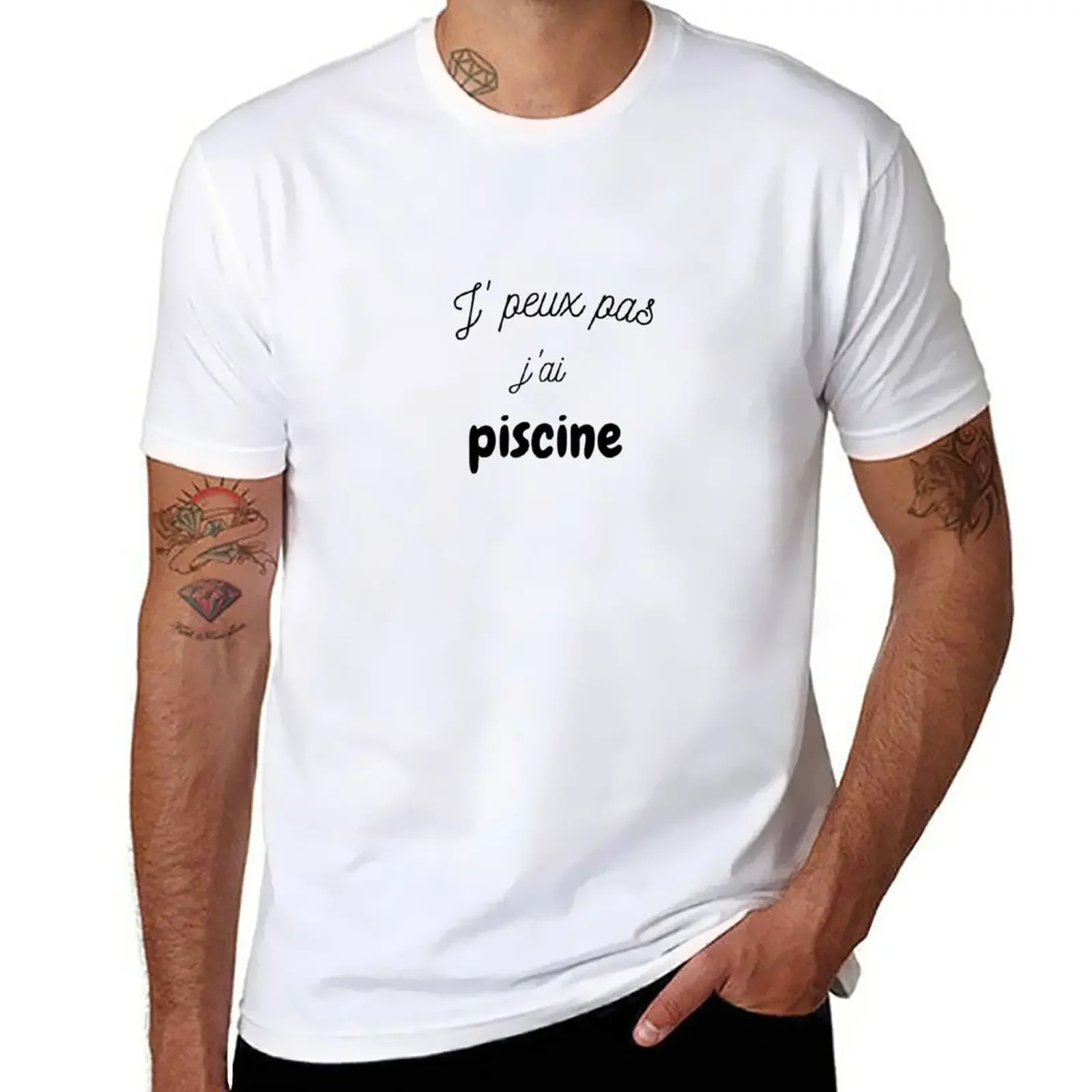 je peux pas j'ai piscine T-Shirt for a boy sports fans Short sleeve tee plain white t shirts men