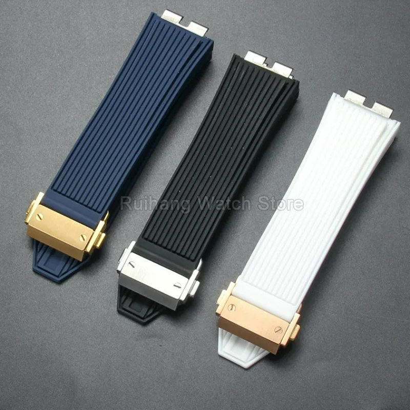 Scratch‑resistant Fluororubber Watch Accessories Practical Sport Diving Wearable for Hublot Yubo Big Bang 401 411 414 Watchband