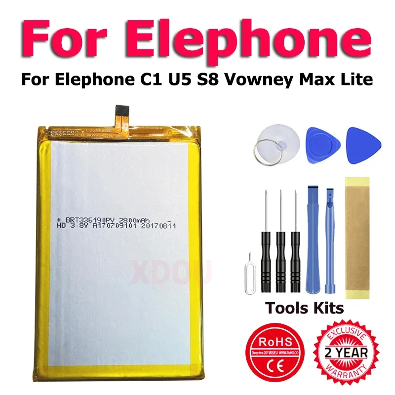 

Новый аккумулятор XDOU ElephoneC1Max ElephoneU5 ElephoneS8 ElephoneC1 ElephoneVowney для Elephone C1 U5 S8 Vowney Max Lite + инструмент