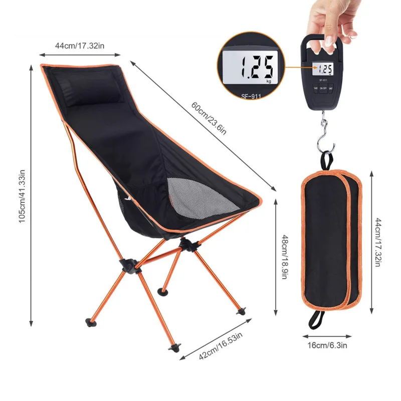 Outdoor Ultralight Folding Chair Superhard High Load Outdoor Chair Portable Beach Hiking Picnic Seat Camping Fishing Tools Chair