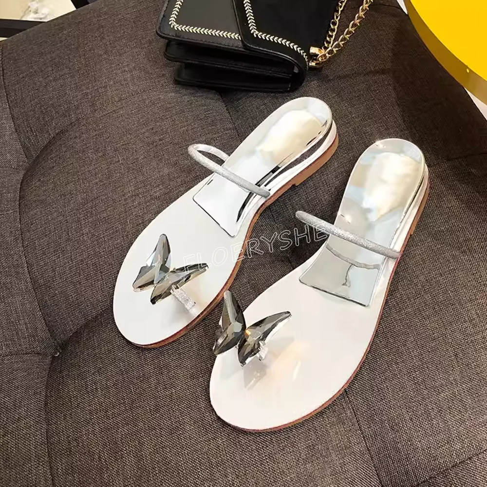 2024 Golden Butterfly Flip Flops Summer New Arrival Women Round Toe Solid Sweet Dress Beach Fast Slippers