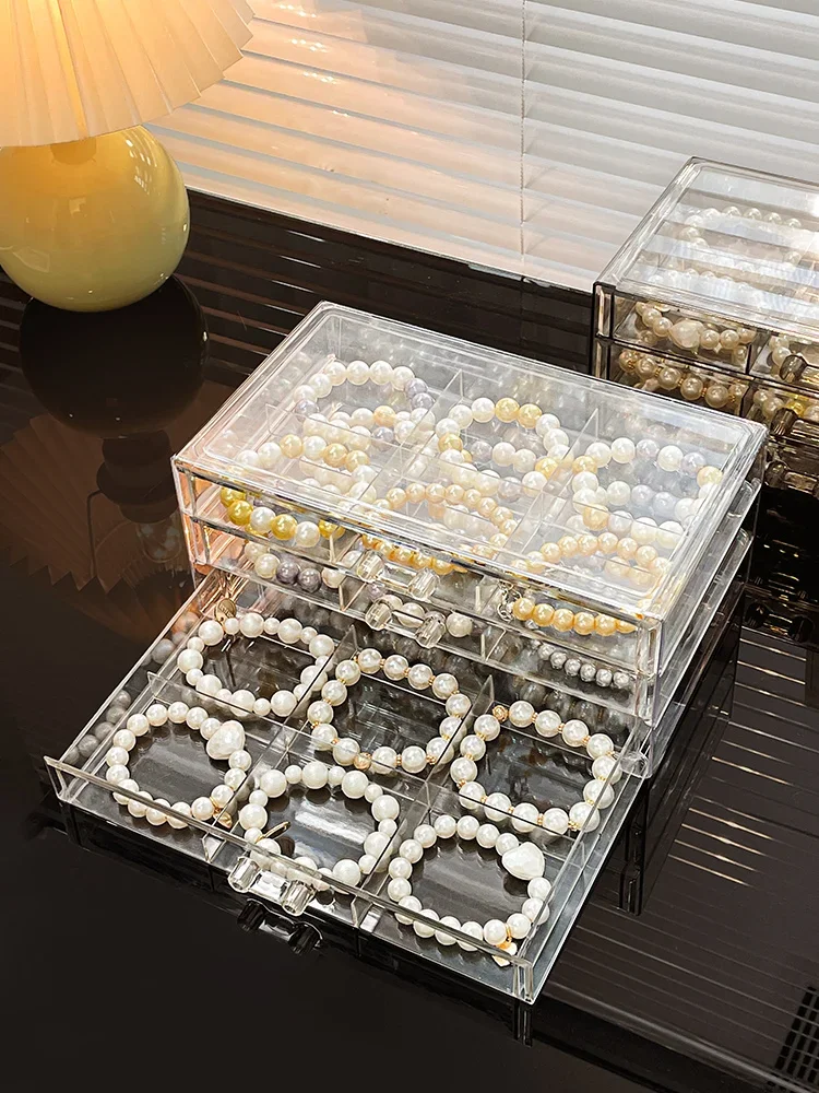 Crystal Bracelet Storage Box Bracelet Jewelry Box Beaded Bracelet Display Box Dustproof Drawer Organizer for Necklace/Bracelet