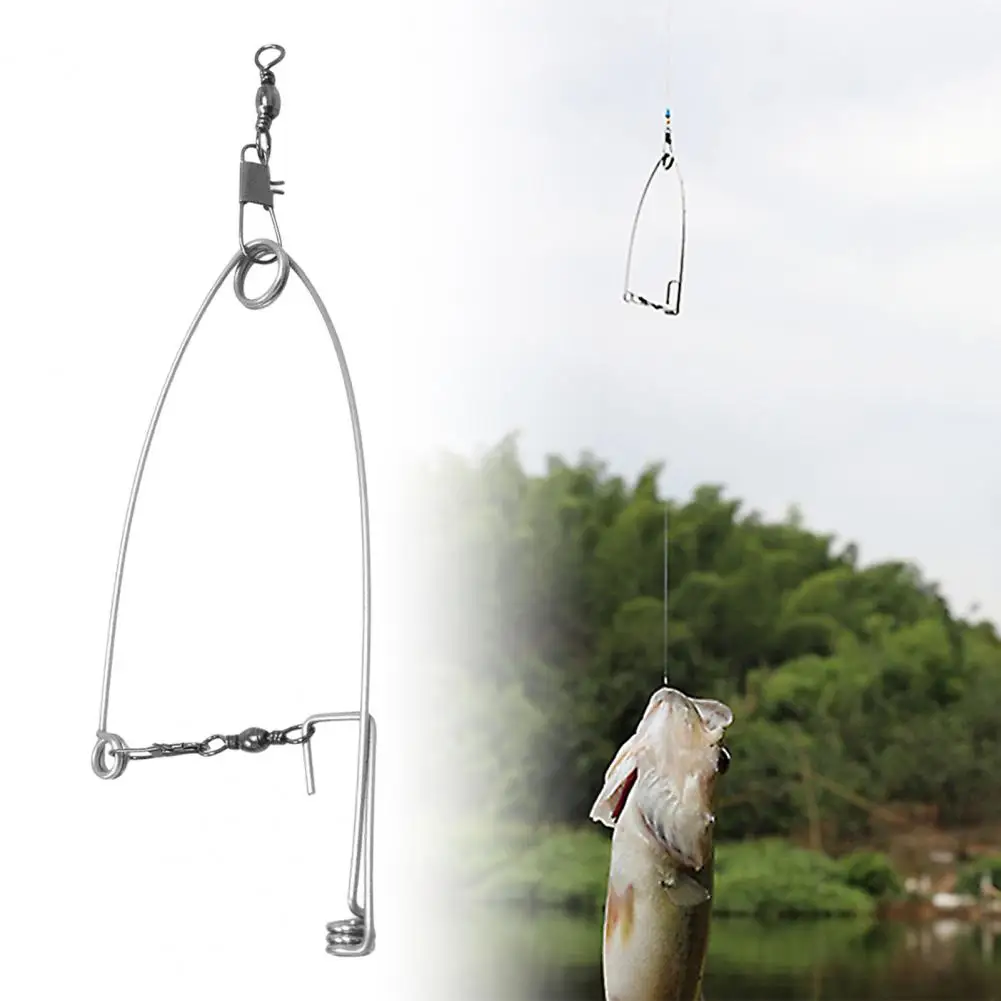 Stainless Steel Automatic Fish Hook Labor-Saving Strong Strength Spring Fishhook Bait Catch Net Ejection for Lake Fishing Tool