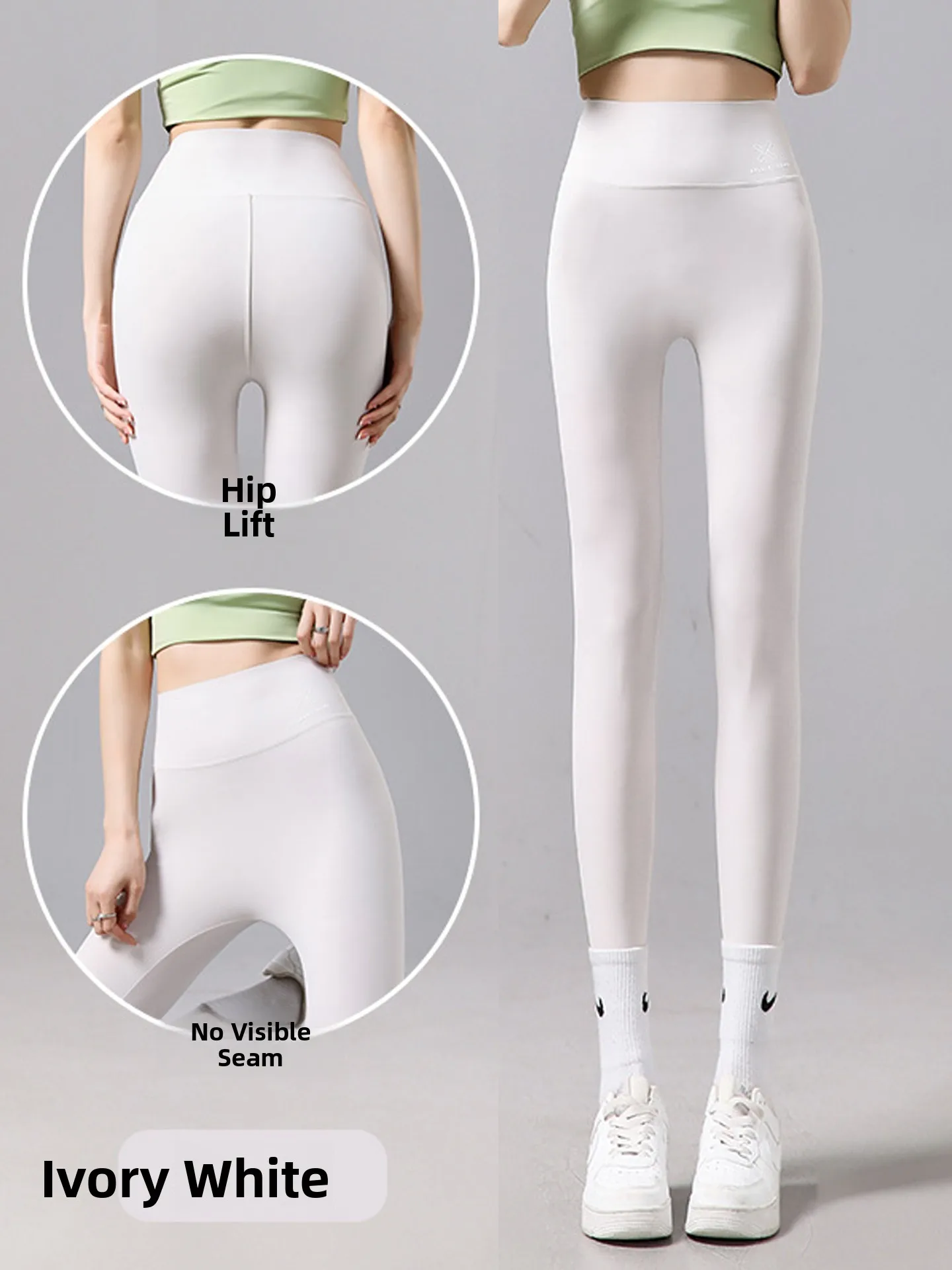 

White High-Waist Slim-Fit Yoga Pants Fitn Tightening Thin Autumn New Sle Women's Outerwear ark Base Layer Pants