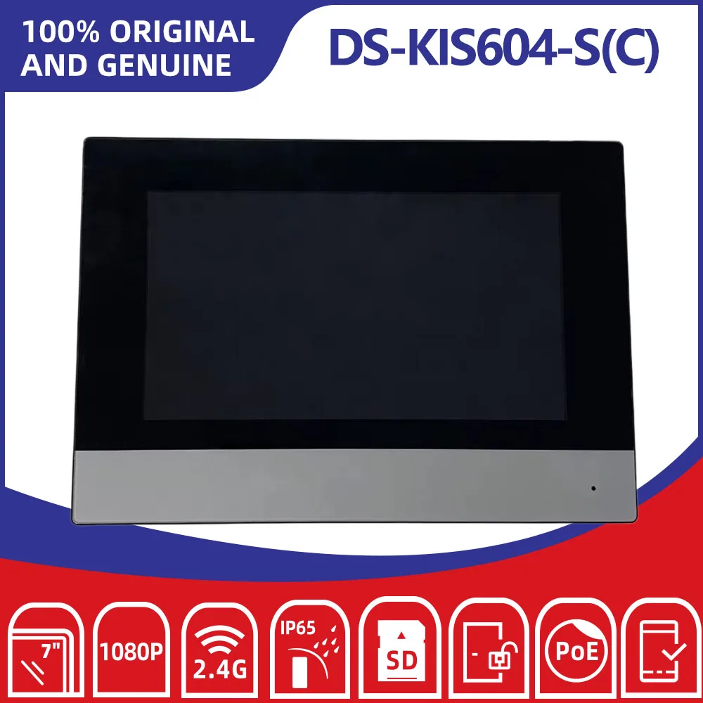 Kit d'interphone vidéo IP Hikvision DS-KIS604-S(C) avec écran tactile 7 pouces, système de sonnette 