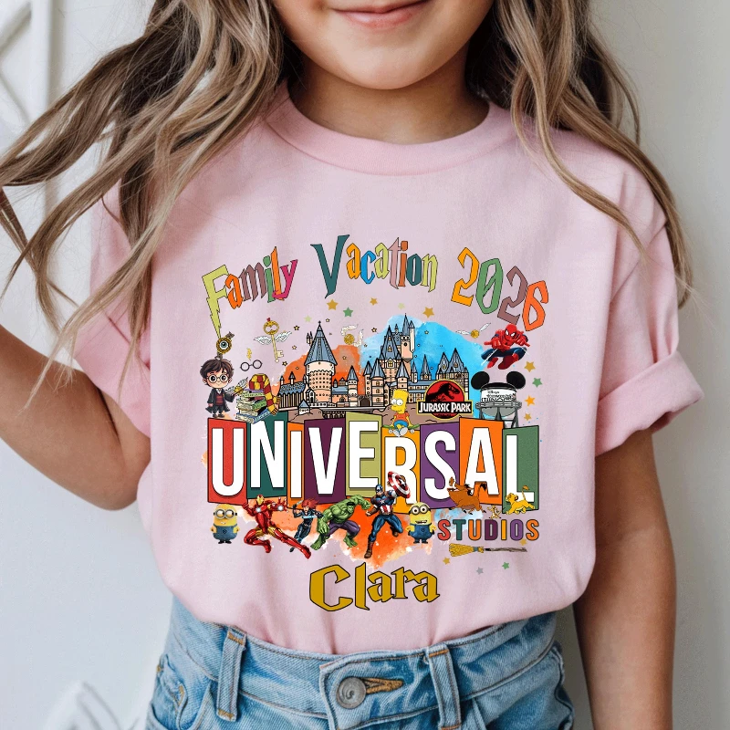 Disney Live 2026 Neues „My First Trip To Disney Universal Studios Adventure“-Aufdruck, stilvolles Damen-Baumwoll-T-Shirt, entspanntes Reise-Top