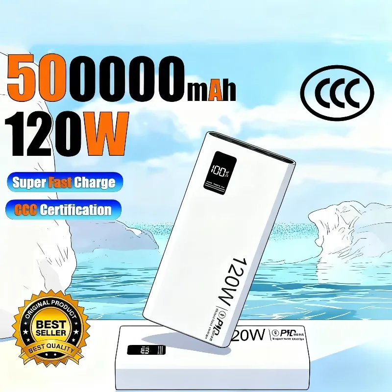 

500000 мАч Power Bank 120 Вт, большая емкость, сверхбыстрая зарядка аккумулятора, зарядка Powerbank для IPhone, Samsung, Huawei