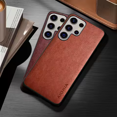Case for Samsung Galaxy S24 S25 S23 S22 S21 S20 Ultra Plus Edge 5G funda solid color vintage leather coque cover