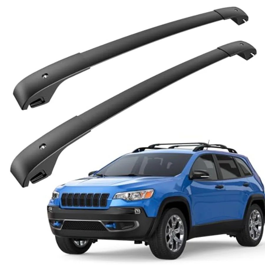

Aluminum Roof Rack Cross Bars 165lbs Load Capacity for 2014-2022 Jeep Cherokee Rooftop Luggage Carrier Rack Compatible with Bik