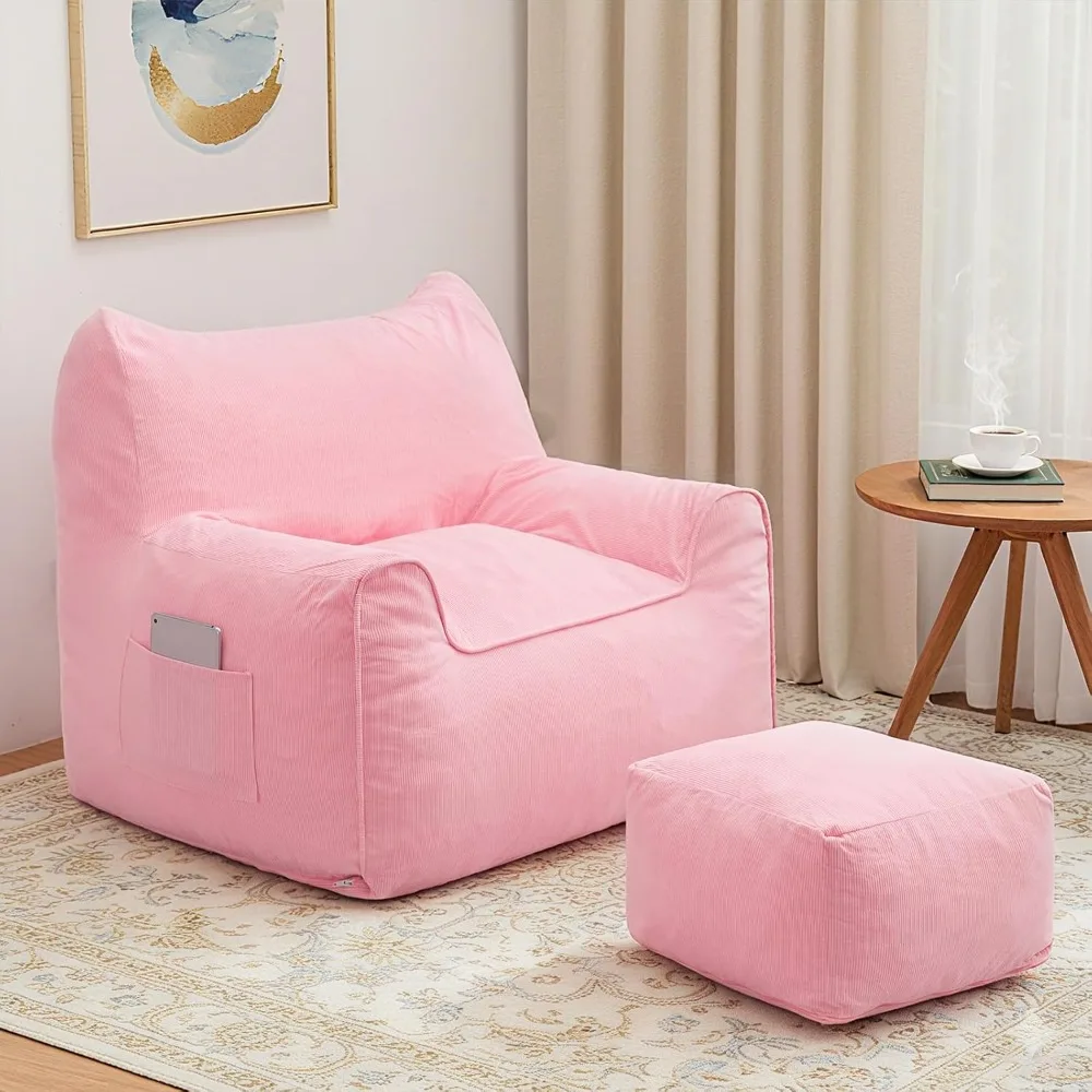 

Bean Bag Chairs with Square Stuffed Pouf Ottoman Cat Shaped Comfy Bean Bag Sofa for Adults Large Reading Couch