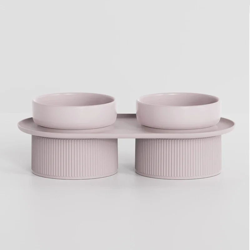 

Dog Double Food Water Bowls with Stand Elevated Cat Drink Eat Feeders Leak Proof Pet Ceramic Feeding Supplies