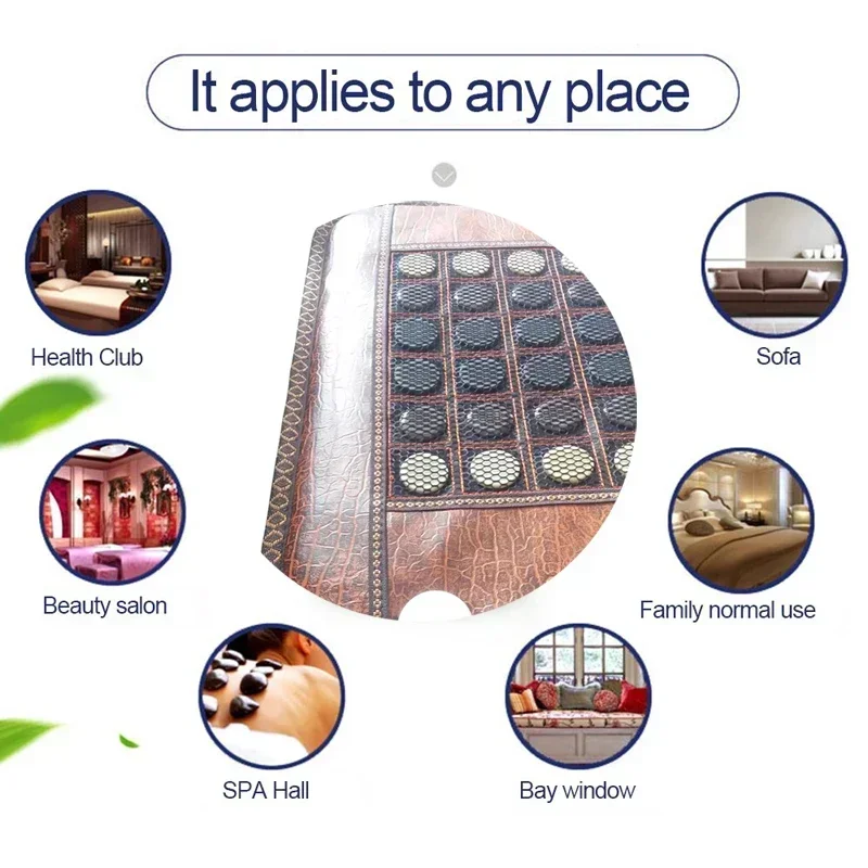 Brown Jade Heating Mat With Heat Therapy of Stones Tourmaline - Negative Ions - Mesh Mat With Adjustable Timer & Temperature