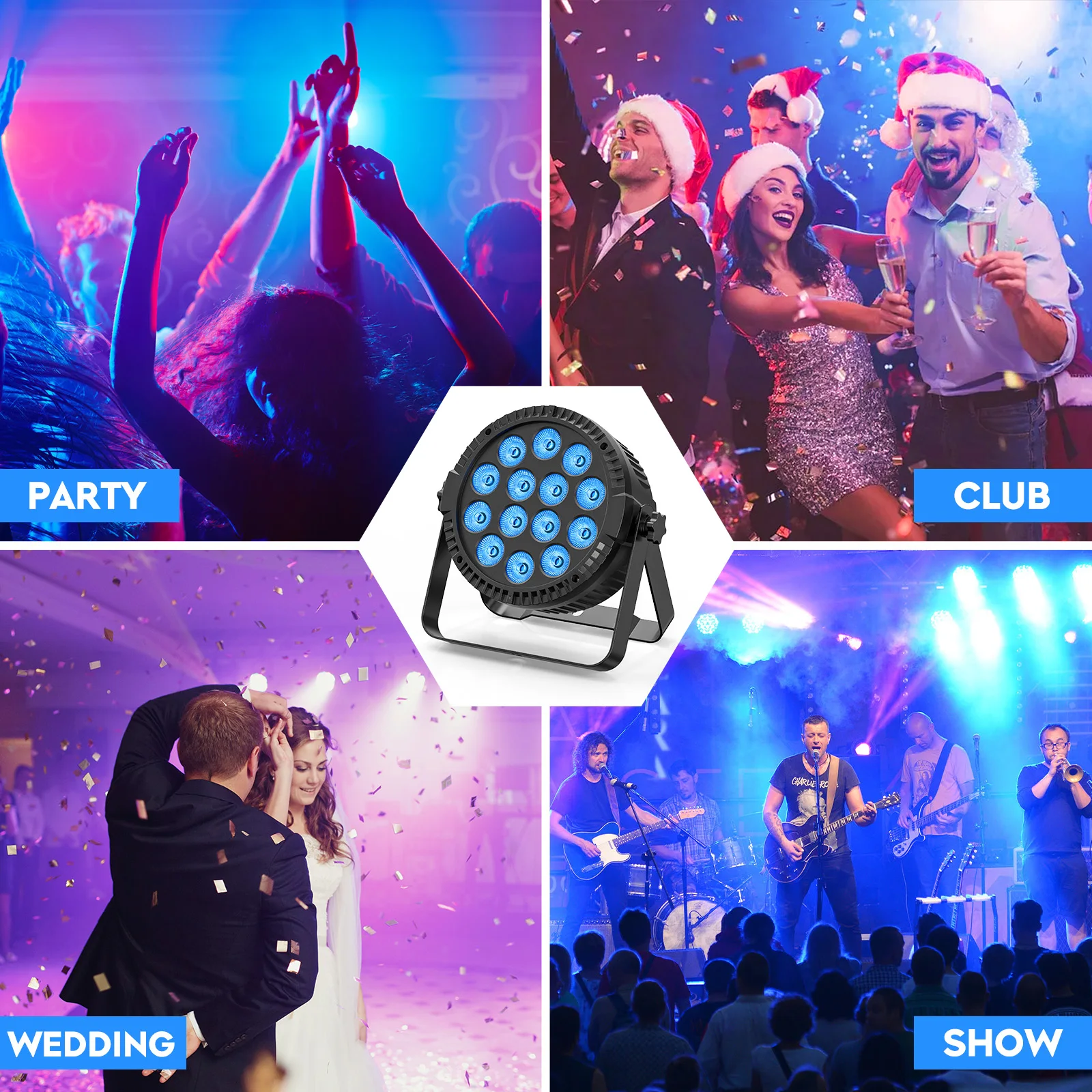 4PCS RGBW LED Par Light DMX512 Stage Effect Light Projector for DJ Disco Party Concert Christmas Bar Club Wedding Birthday