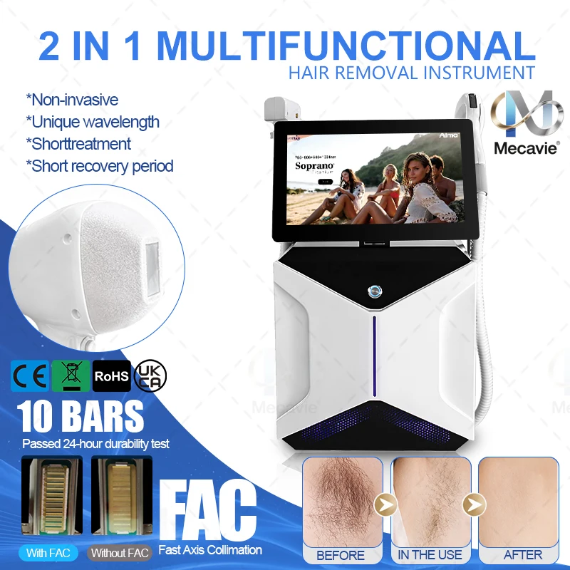 2In1 Diode Laser Picosecond Machine 5 Wavelengths Ice Point Hair Removal Tattoo Removal Skin Rejuvenation Beauty Salon Equipment