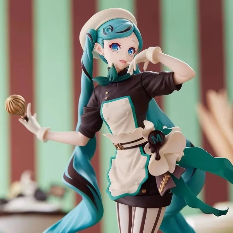 Hatsune Miku Dark Chocolate Bitter Pastry Chef Action Figure Desktop Ornaments Collectible Anime Peripheral Gift Model Toys 21cm