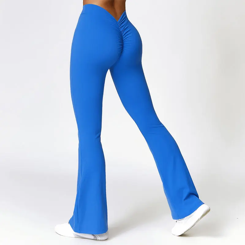 New Yoga Pants Flare Leggings Women High Waist Wide Leg Pants Women Gym Fitness Sports Flared Pant Dance Trousers V-shaped Hip