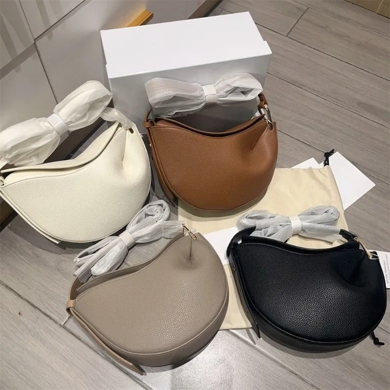 New women's high-end leather handbag pea bag shoulder bag underarm bag small design versatile fashionable simple shoulder bag