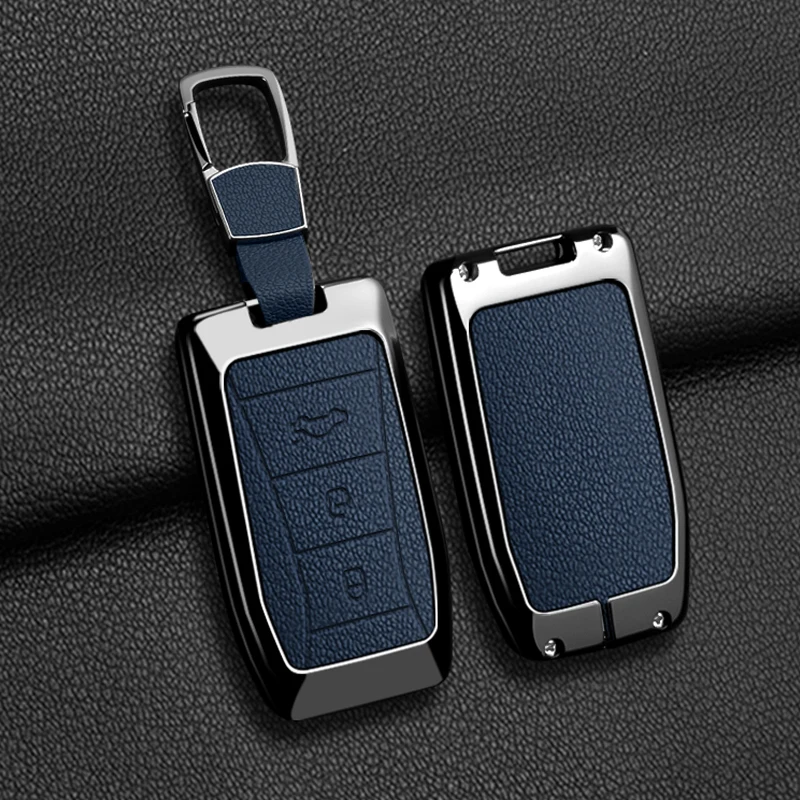 Zinc Alloy Leather Car Key Case For Lotus Emira 3 Buttons Remote Protection Guard Cover Shell Keychain Holder Fob Accessories