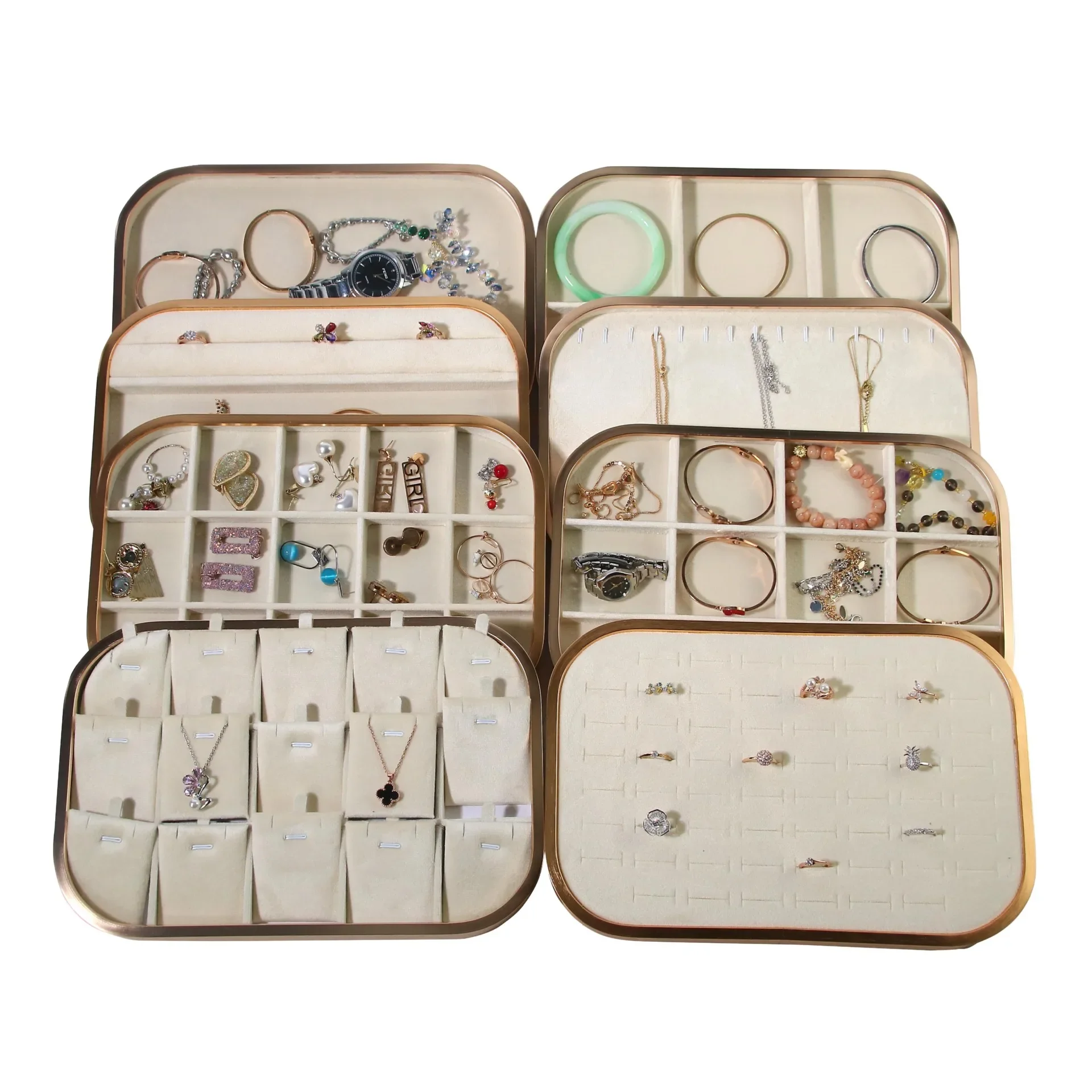 Metal Jewelry Display Tray Mall Shop Ring Holder Organizer Box Showcase Earrings Plate Showcase For Women Storage Prop