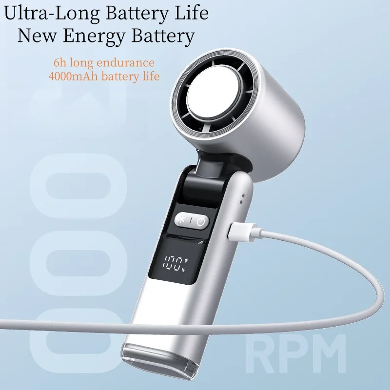 4000MA متعدد السرعات مروحة يدوية USB صغيرة محمولة التبريد شحن توربو سطح المكتب اللاسلكية الكهربائية مروحة صغيرة مبرد الهواء