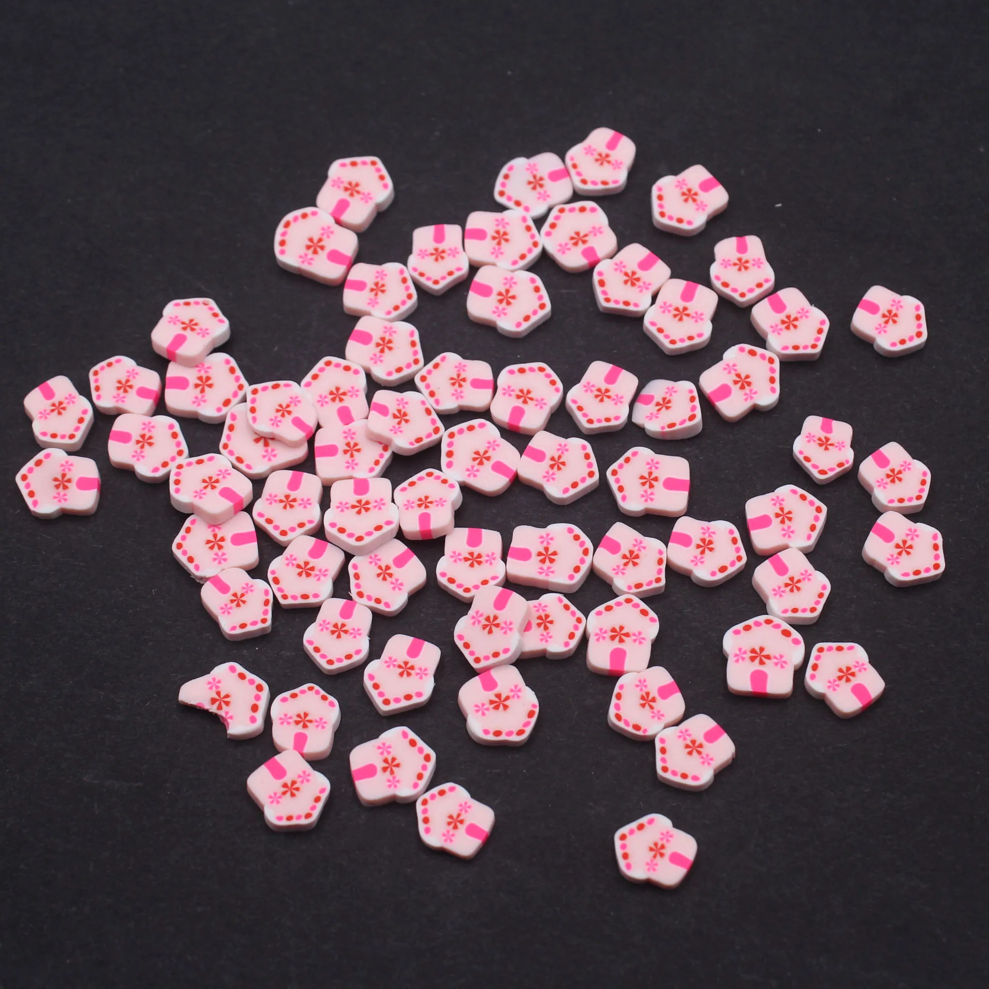 100g/Lot 5mm and 1CM Pink Gingerbread House Polymer Clay Slices Sprinkles for DIY Crafts Tumbler Filling