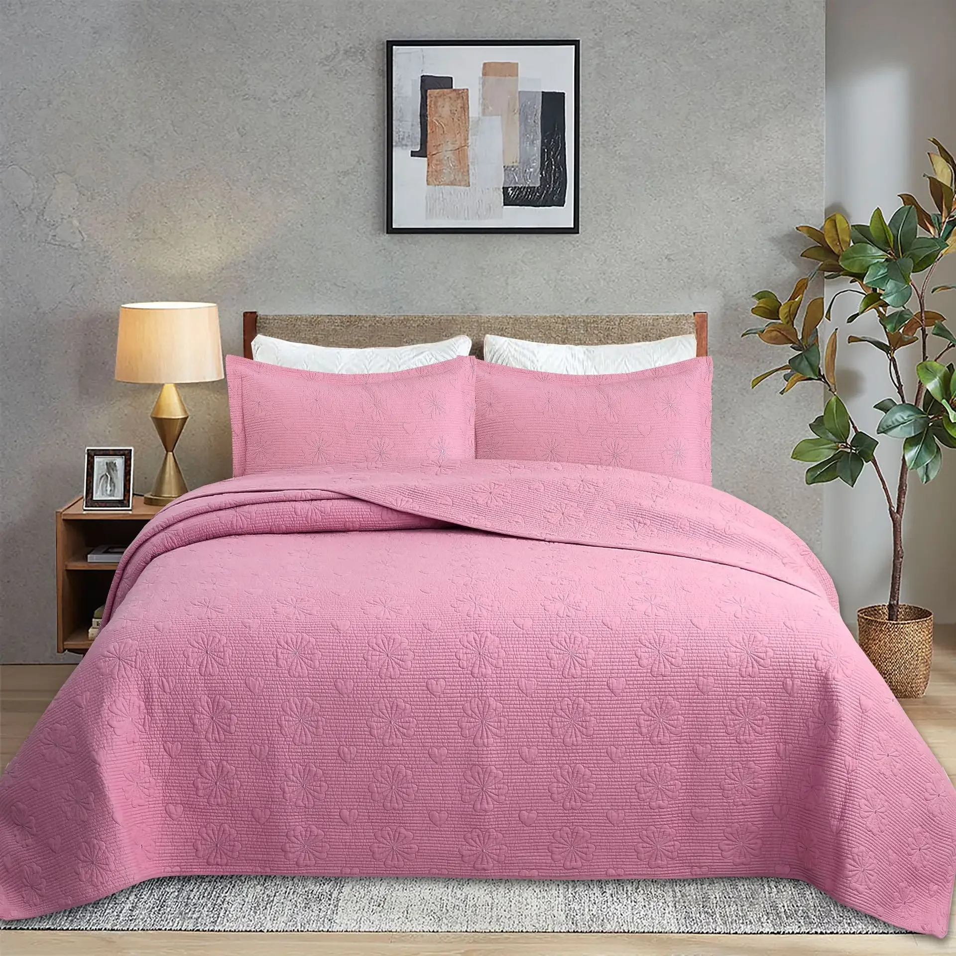 الفاخرة المنسوجات المنزلية خياطة المفرش 100% القطن التطريز 3 قطع لحاف غطاء الخريف الشتاء طقم سرير