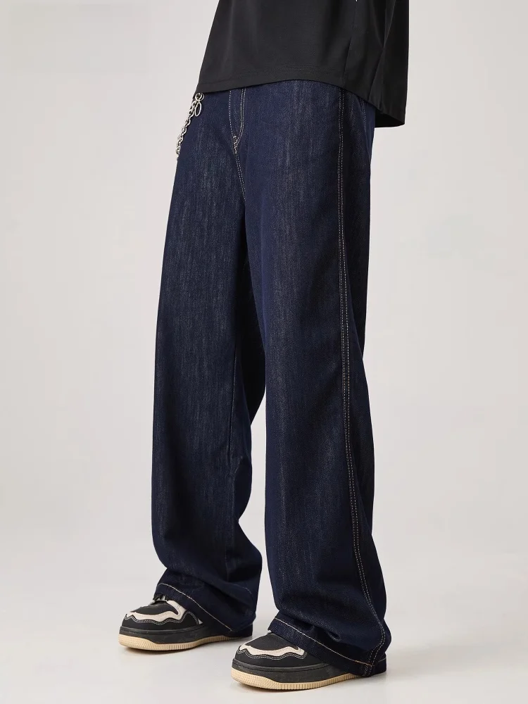 

Свободные прямые мужские джинсы, летние новые американские ретро оригинальные цветные широкие длинные брюки, молодежные модные дышащие удобные