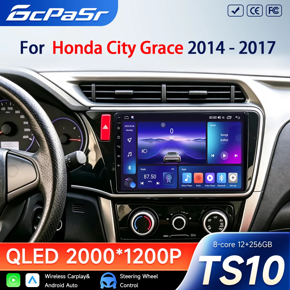 Android Car Radio For Honda City Grace 2014 2015 2016 2017 2018 Carplay Stereo Multimedia Player Navigation Head Unit Bluetooth