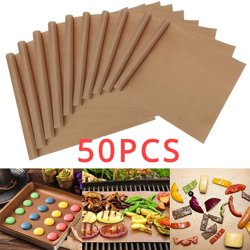 50 Pcs Baking Mat Sheet 40*60cm or 30*40cm Reusable Non-Stick Oil-Proof Baking Paper Heat-Resistant Oven Liner Sheet BBQ Pad