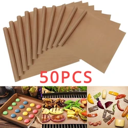 50 Pcs Baking Mat Sheet 40*60cm or 30*40cm Reusable Non-Stick Oil-Proof Baking Paper Heat-Resistant Oven Liner Sheet BBQ Pad