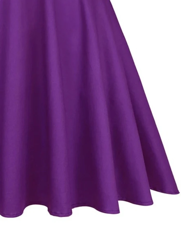 Harajuku Vintage A Line Flare Swing Skirts 2024 New Fashion Purple Retro Punk Women Summer Cotton 50s Swing Casual Skater Skirt