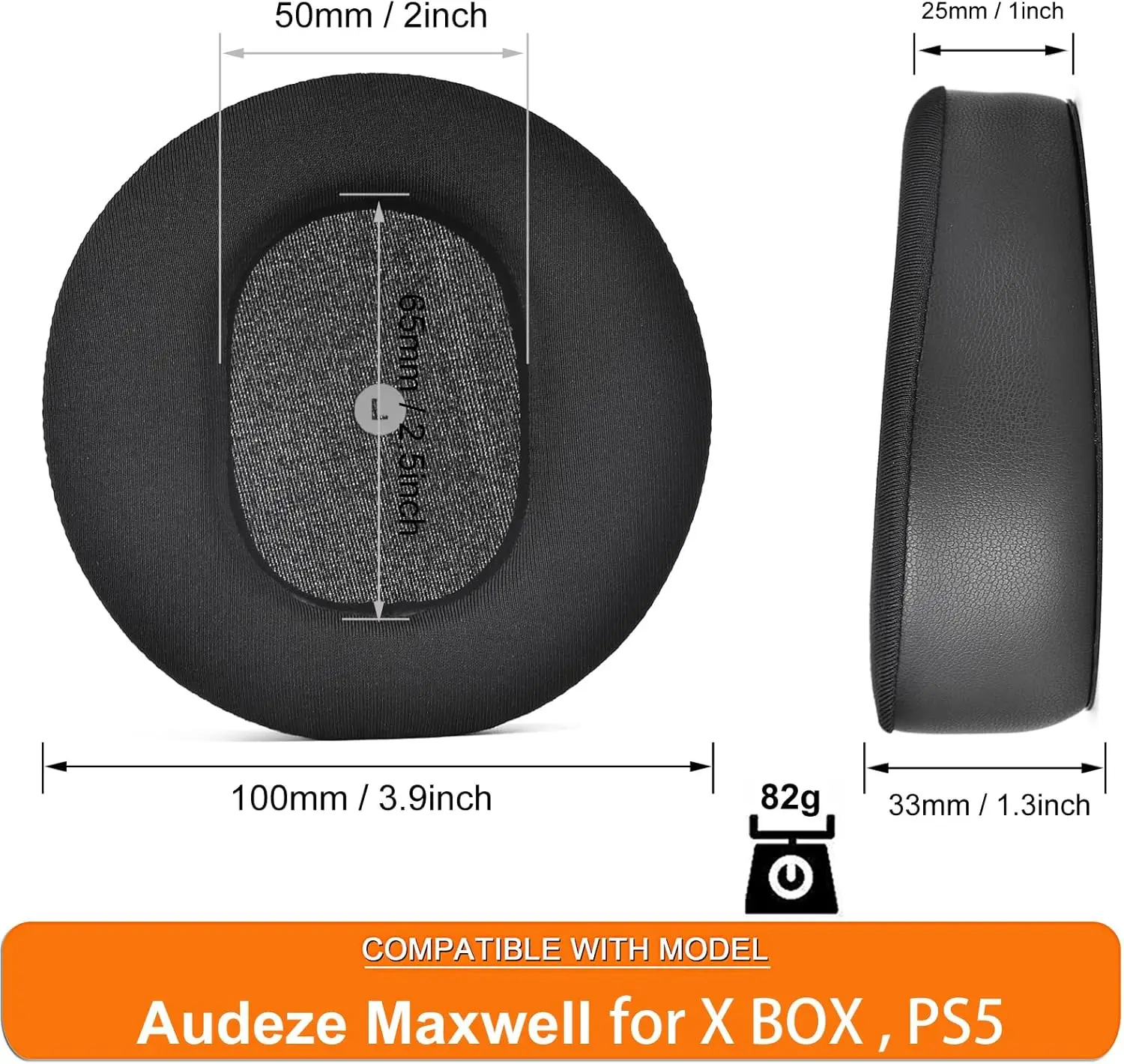 Nauszniki do słuchawek gamingowych Audeze Maxwell, pianka memory, proteinowa siatka i żelowe poduszki na uszy, silikonowy pałąk — zdjęcie produktu 4