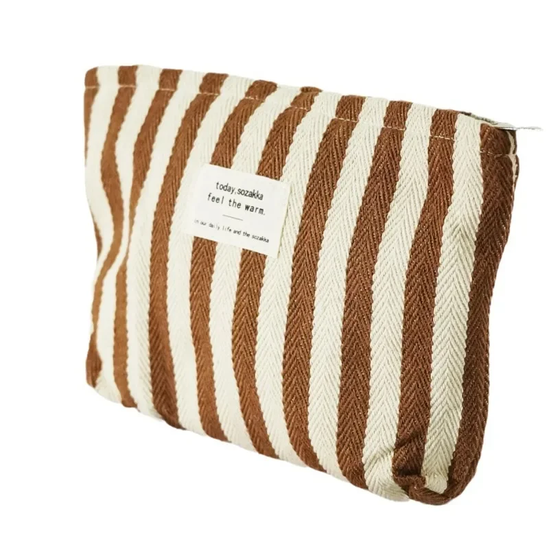 حقيبة مكياج مخططة من النايلون، حقيبة مستحضرات التجميل بسحاب، حقيبة تنظيم أدوات الزينة للنساء والفتيات، حقيبة مكياج هدية للسفر