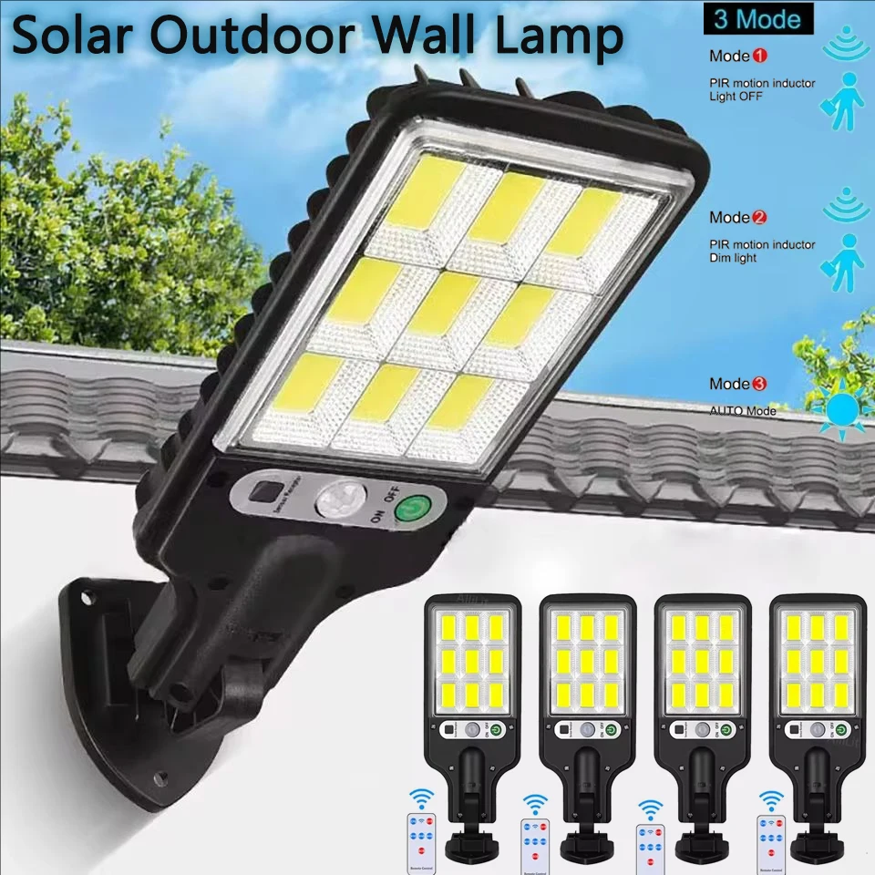 Garage Door Street Lights Outdoor Wireless Induction Solar Wall Lamp Motion Sensor with 3 Lighting Modes Garden Patio Path Yard